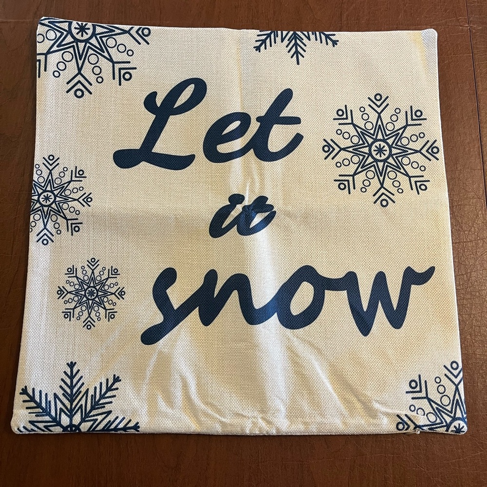 NWOT Let if Snow Throw Pillow Cover 18x18